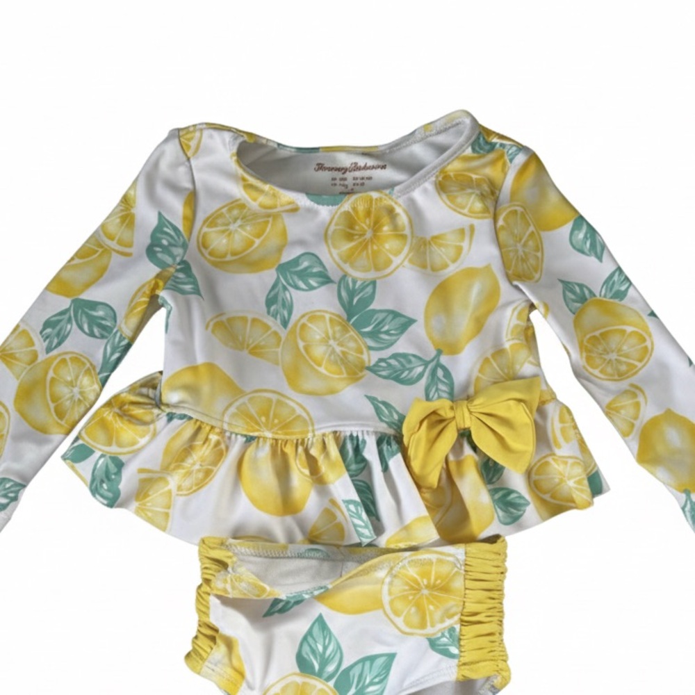 Tommy Bahama Yellow and Green Lemon Print Kids Swim Set